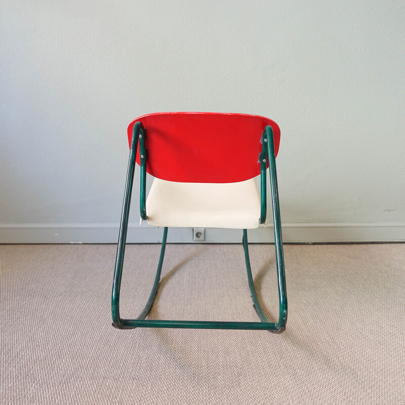 Vintage rocking chair in red bentwood, 1960s