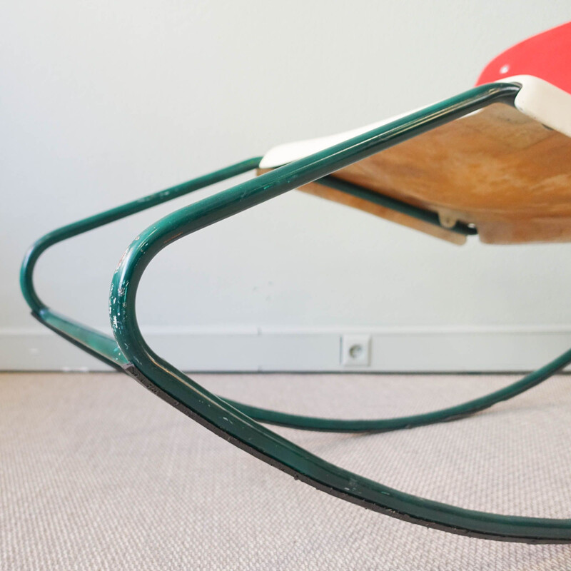 Vintage rocking chair in red bentwood, 1960s