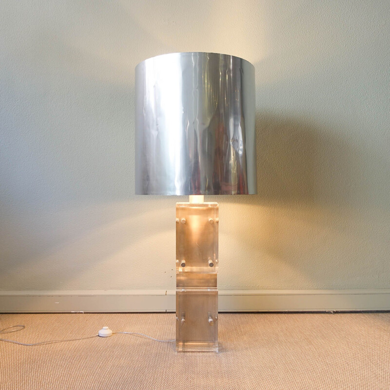 Vintage tafellamp in luciet en gepolijst aluminium, 1970