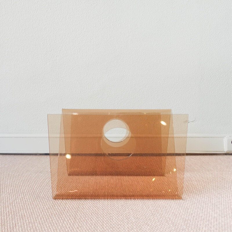 French vintage magazine rack in smoked plexiglas by Michel Dumas for Roche Bobois, 1972