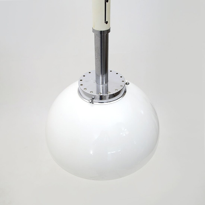 Vintage chandelier in white glass and methacrylate, 1960s