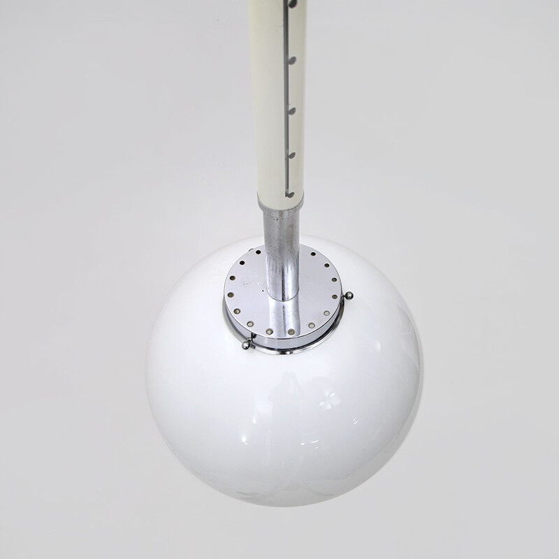 Vintage chandelier in white glass and methacrylate, 1960s