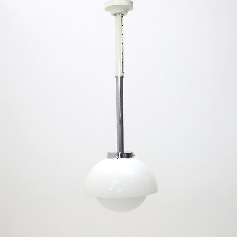 Vintage chandelier in white glass and methacrylate, 1960s