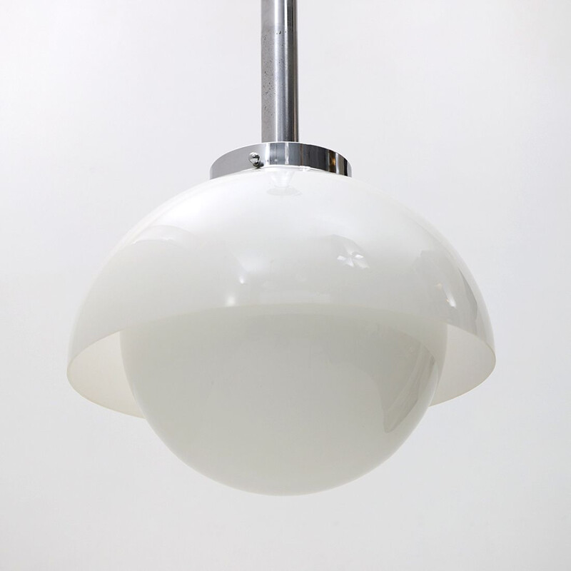 Vintage chandelier in white glass and methacrylate, 1960s