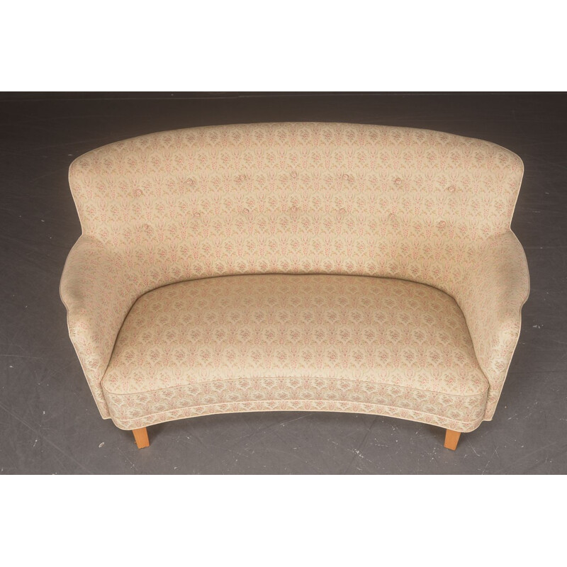 Danish vintage curved sofa, 1940s