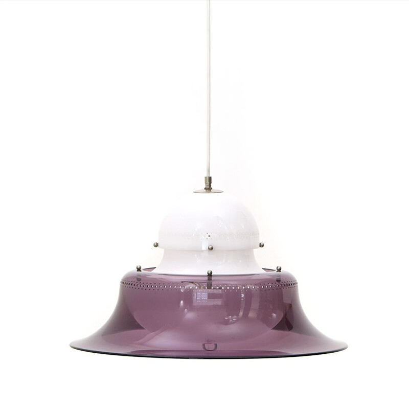 Vintage white and purple chandelier, 1970