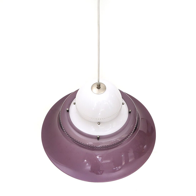 Lampadario vintage bianco e viola, 1970