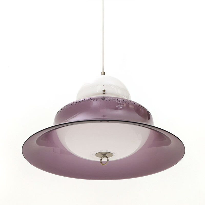 Vintage white and purple chandelier, 1970