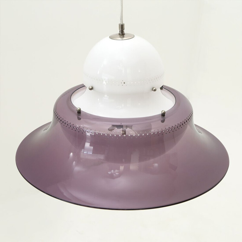 Lampadario vintage bianco e viola, 1970