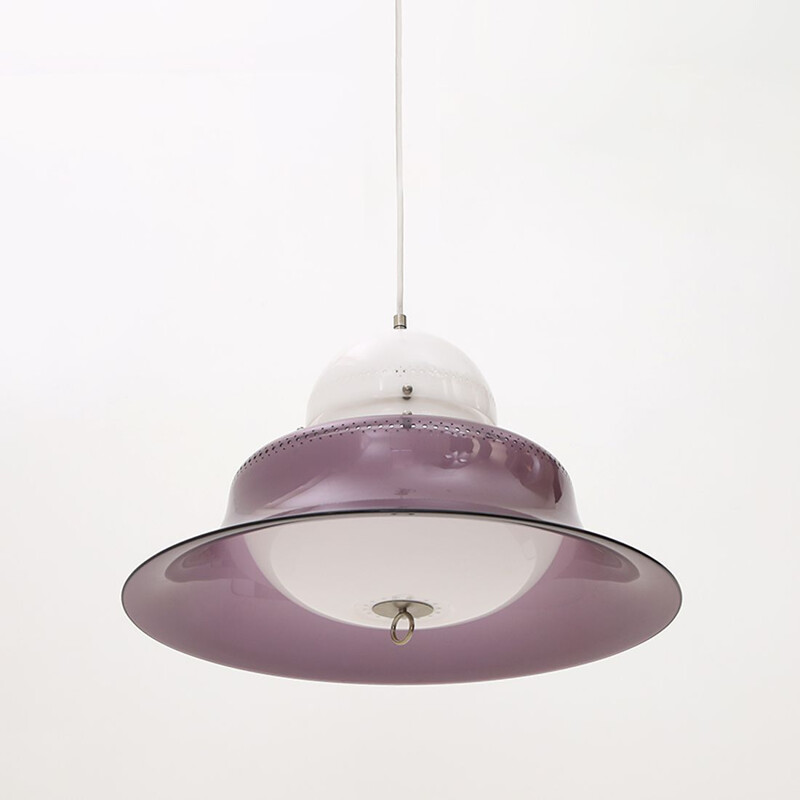 Vintage white and purple chandelier, 1970