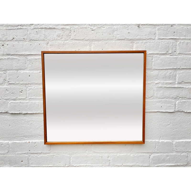 Vintage rectangular wall mirror teak frame, 1970s