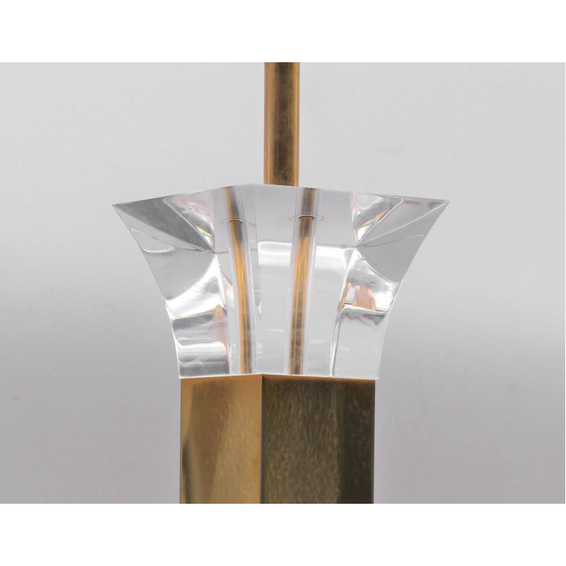 Vintage table lamp in plexiglass and brass, 1970-1980