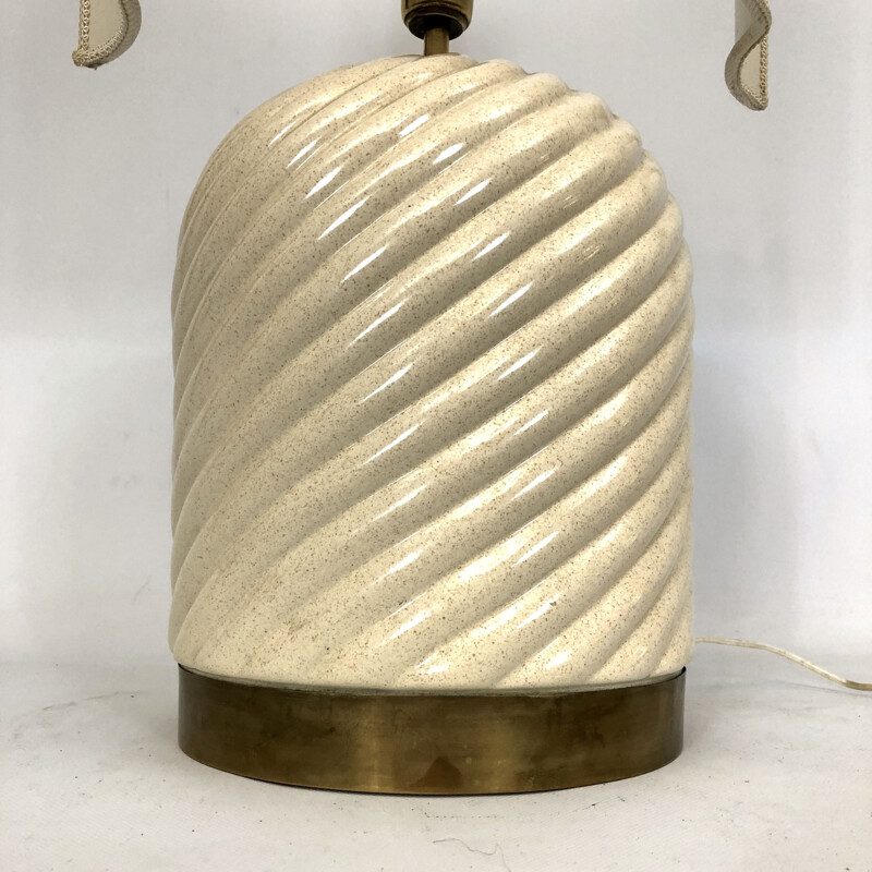 Vintage-Tischlampe aus Keramik und Messing von Tommaso Barbi, Italien 1970
