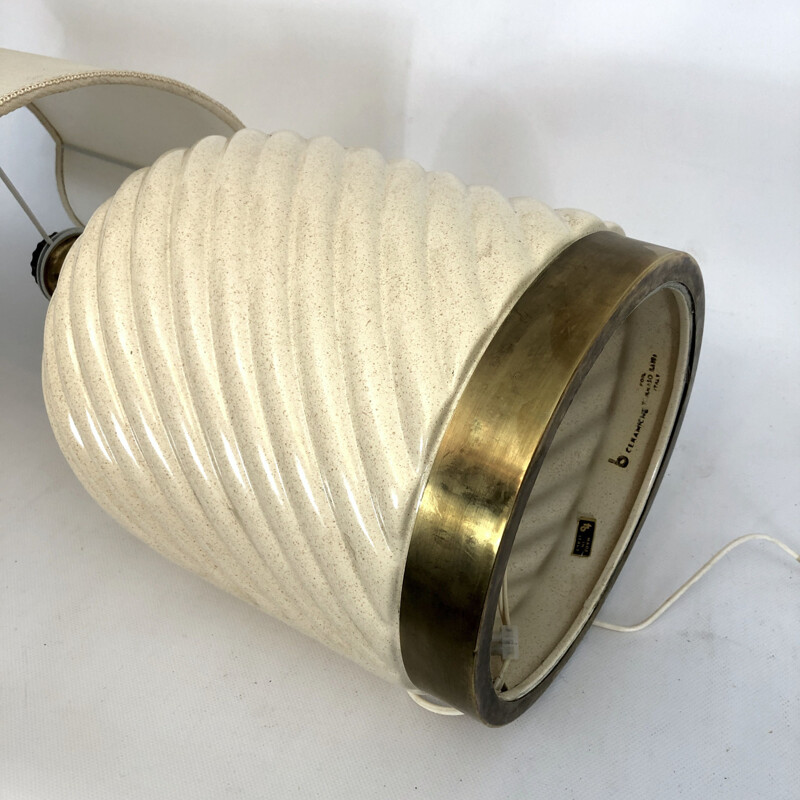 Vintage ceramic and brass lamp by Tommaso Barbi, Italy 1970