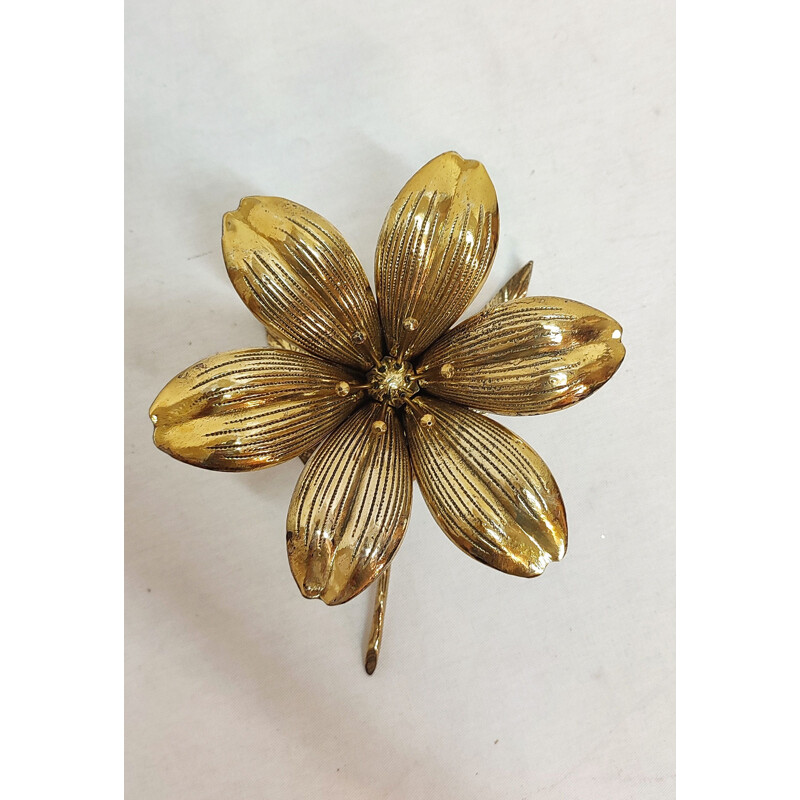 Vintage metal flower ashtray, France 1960s