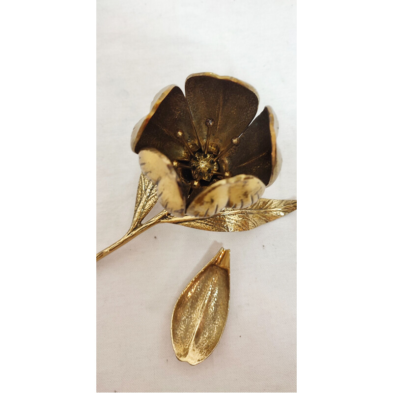 Vintage metal flower ashtray, France 1960s