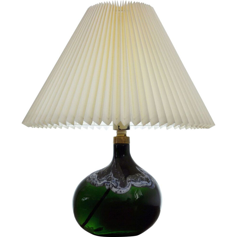 Vintage dark emerald art glass lamp by Michael Bang for Holmegaard, 1970