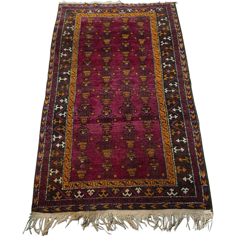 Vintage hand knotted wool Beluch rug