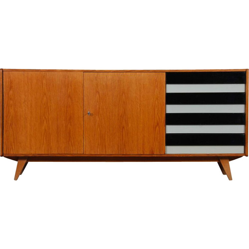 Vintage oakwood sideboard model U-460 by Jiri Jiroutek for Interier Praha, 1960