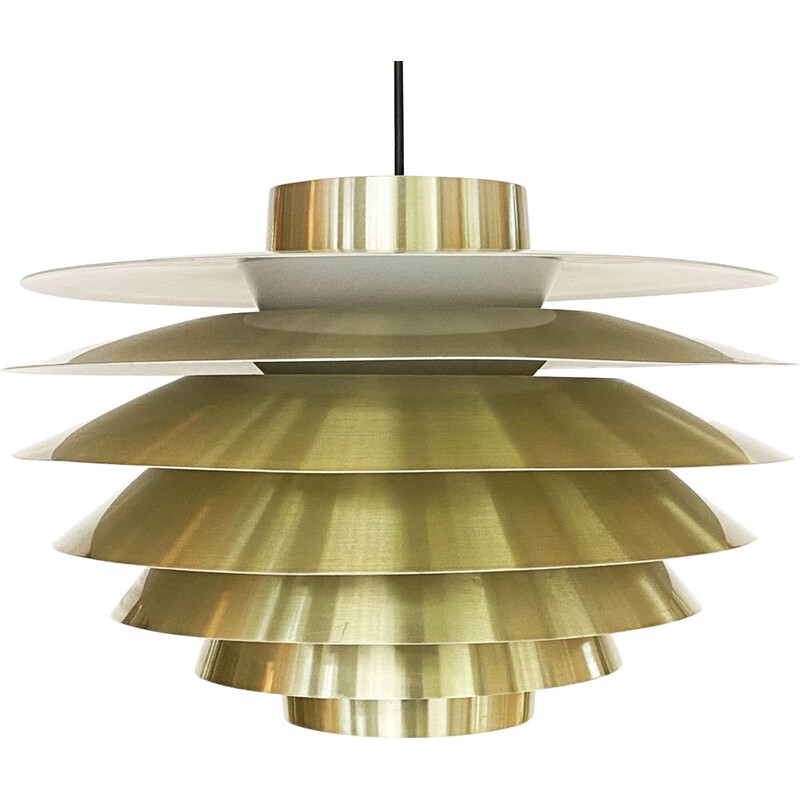 Vintage golden pendant lamp "Verona" by Sven Middelboe for Nordisk Solar Compagni, Denmark 1970s