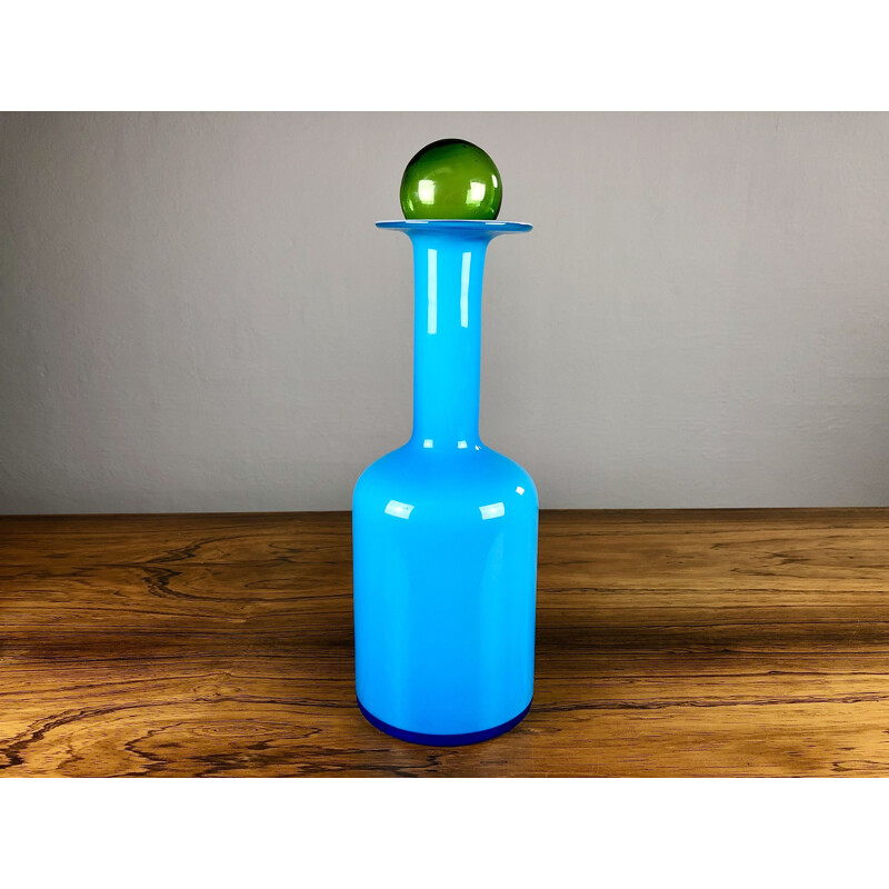 Ein Paar Vintage-Vasen aus blauem Glas von Holmgren und Bauer für Holmegaard, Dänemark 1960
