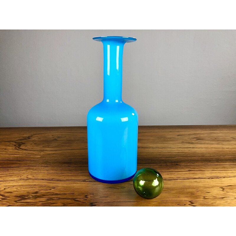 Paire de vases vintage en verre bleu par Holmgren et Bauer pour Holmegaard, Danemark 1960