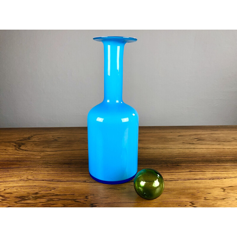 Par de vasos de vidro azul vintage de Holmgren e Bauer para Holmegaard, Dinamarca 1960