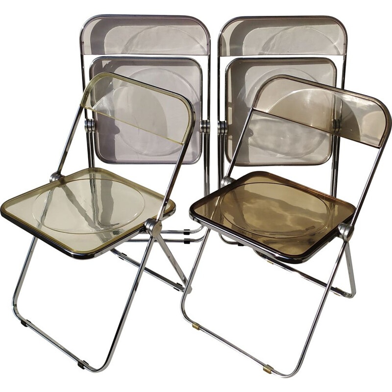 Ensemble de 4 chaises vintage Plia de Piretti pour Castelli, 1967