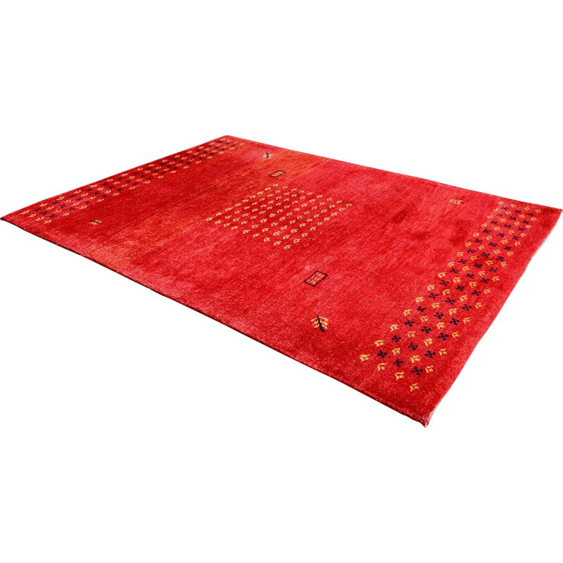 Tapis Indien Gabbeh 100 vintage en laine, 1980-1990