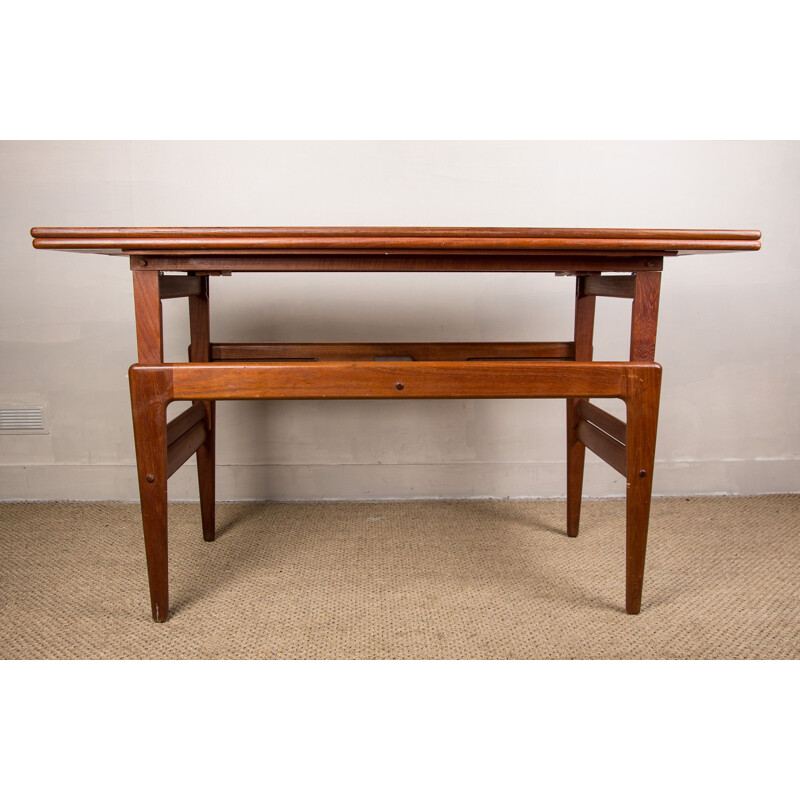 Tavolo danese d'epoca in teak "ascensore" di Kai Kristiansen per V.M.Mobler, 1960