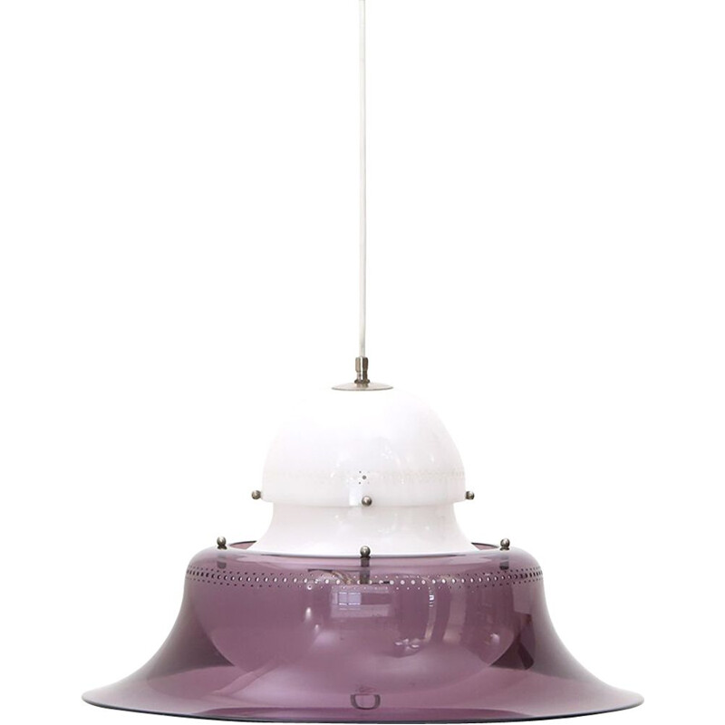 Vintage white and purple chandelier, 1970