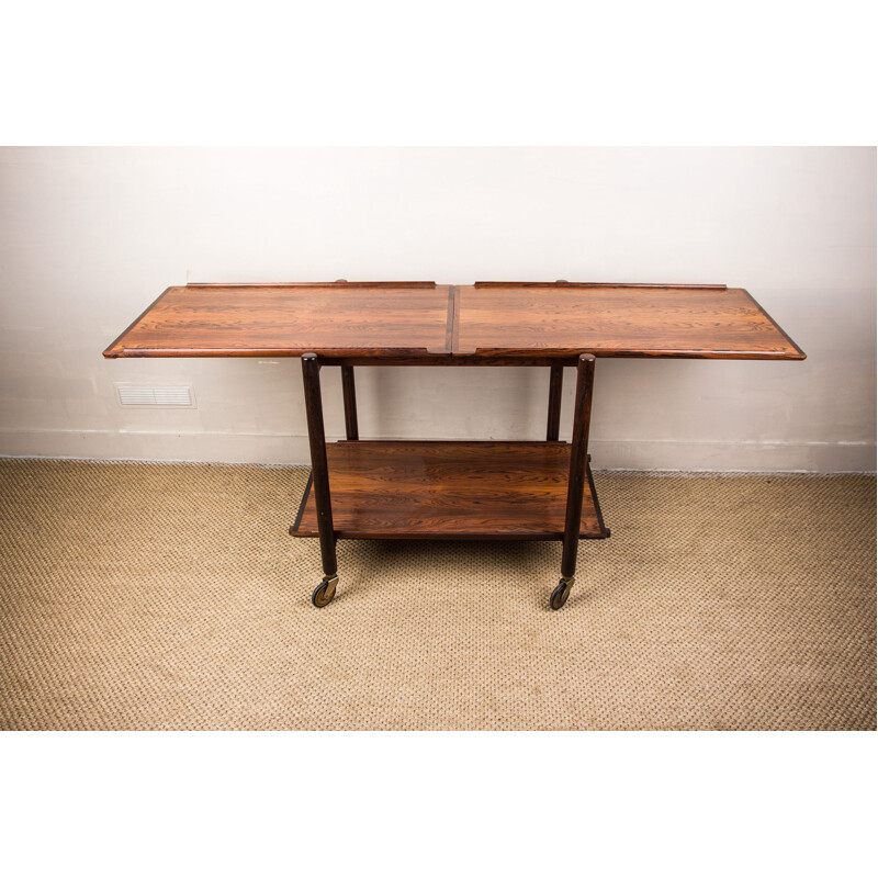 Vintage Danish rosewood 3 tier trolley by Poul Hundevad, 1957