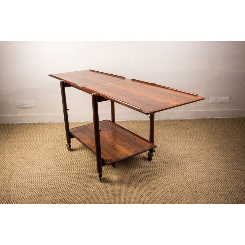Vintage Danish rosewood 3 tier trolley by Poul Hundevad, 1957