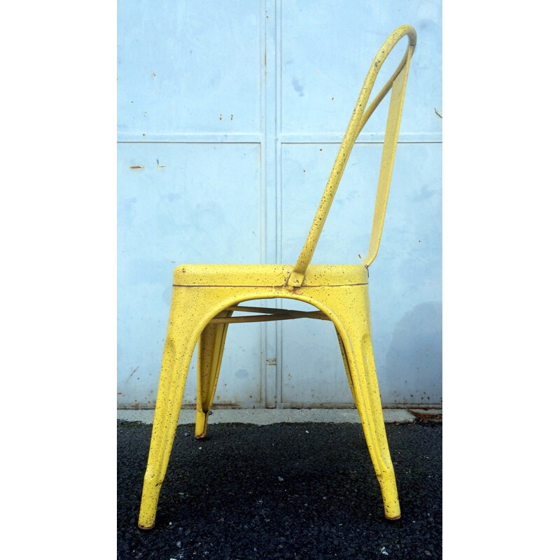 Mid century Tolix yellow and black chair, Xavier PAUCHARD - 1940s