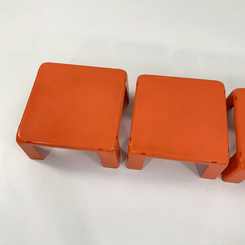 Set of 4 vintage orange Quattro Gatti side tables by Mario Bellini for C&B Italia, 1960s