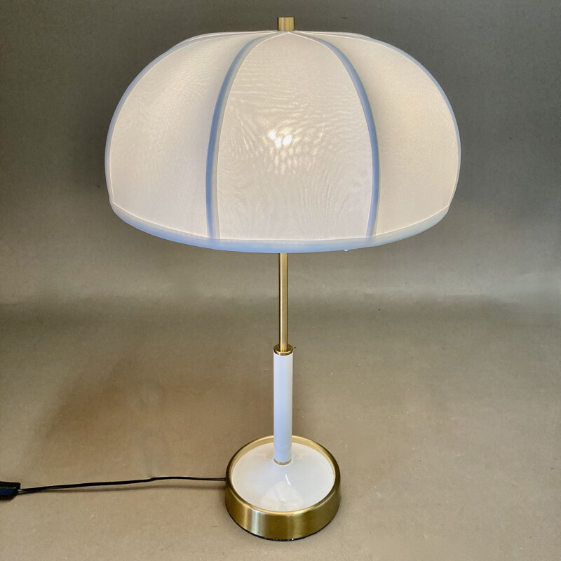 Pair of vintage scandinavian lamps in metal and silk