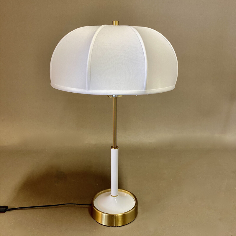 Pair of vintage scandinavian lamps in metal and silk