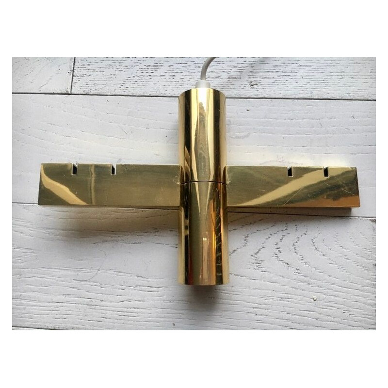 Vintage gilt brass pendant lamp by Hans Agne Jakobsson, 1960