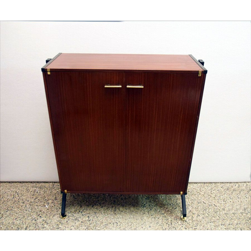 Wooden vintage cabinet with brass handles for Rb, Italy 1960s