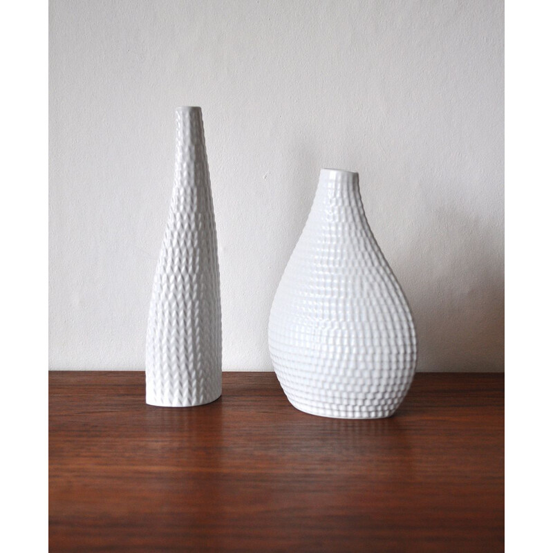 Paire de vases vintage en céramique Reptil par Stig Lindberg pour Gustavsberg, Suède 1953-1963