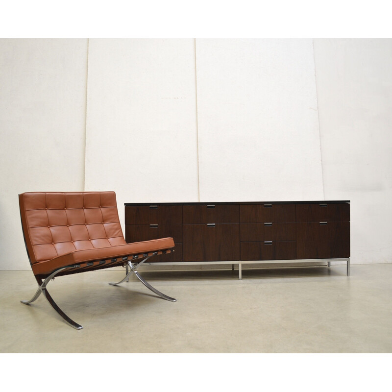 Vintage cognac Barcelona armchair by Mies van der Rohe for Knoll International