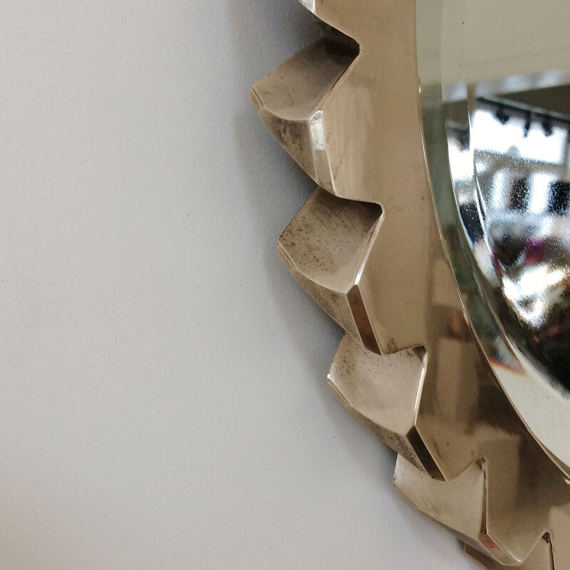 Vintage mirror in polished bronze, France 1970