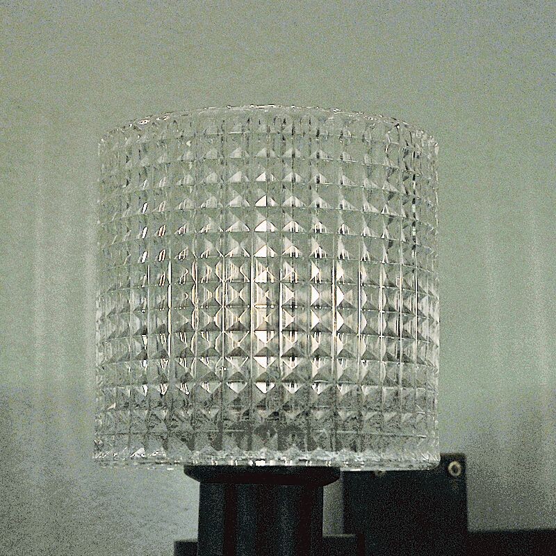 Par de arandelas de latão vintage com vidro cristal por Carl Fagerlund para Orrefors, Suécia 1960