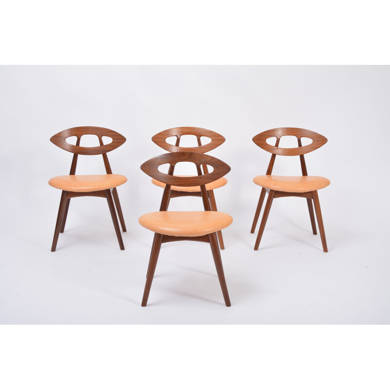 Ensemble de 4 chaises danoises vintage Eye par Ejvind A Johansson pour Ivan Gern Mobelfabrik