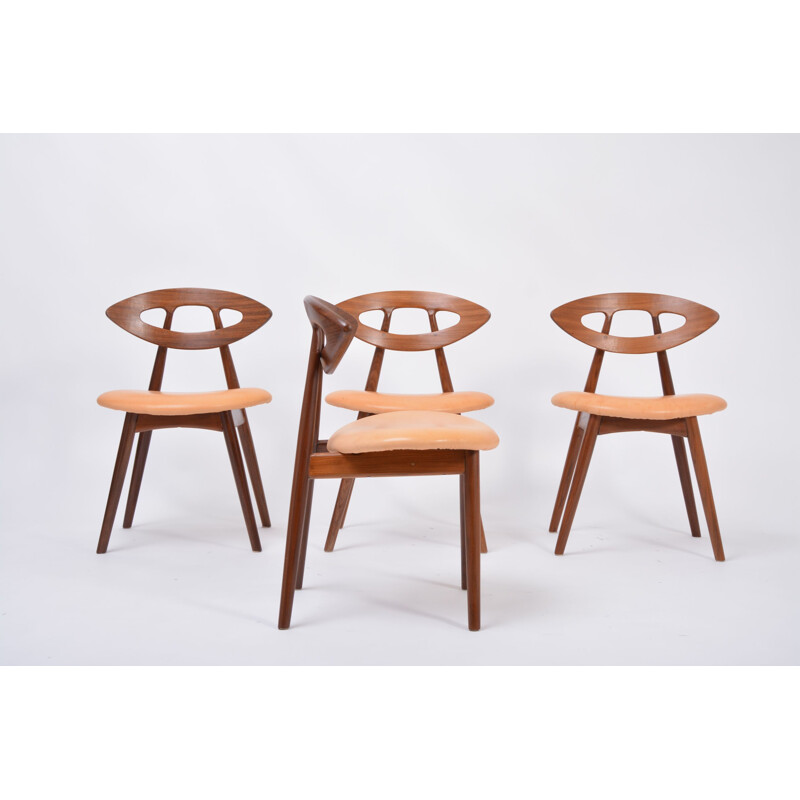 Set of 4 Danish mid century Eye chairs by Ejvind A Johansson for Ivan Gern Mobelfabrik