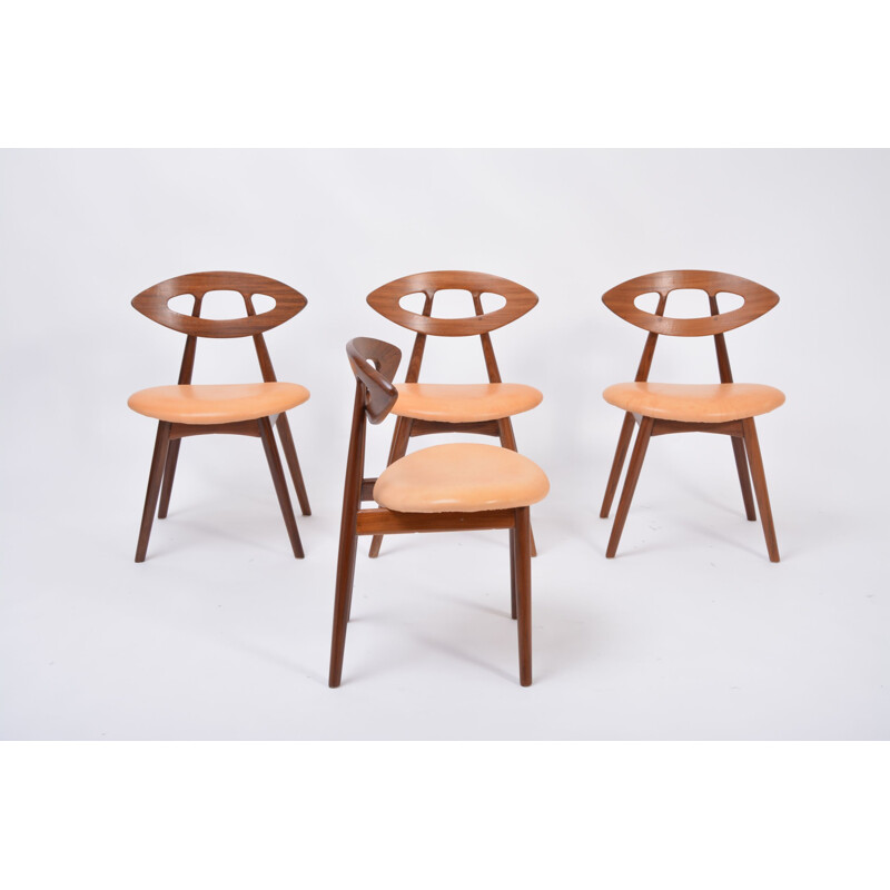 Set van 4 vintage Deense stoelen Oog van Ejvind A Johansson voor Ivan Gern Mobelfabrik