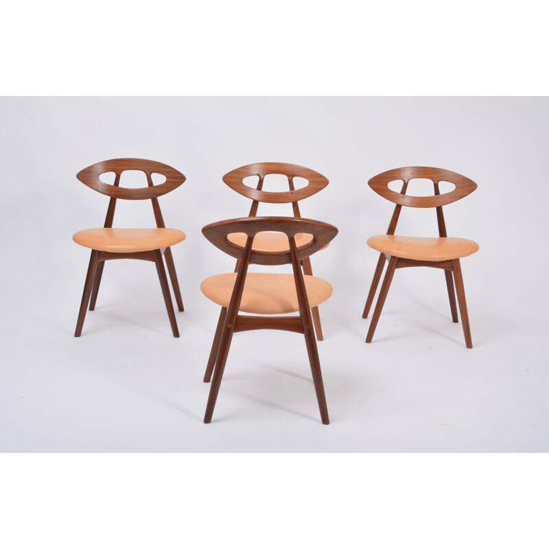 Set van 4 vintage Deense stoelen Oog van Ejvind A Johansson voor Ivan Gern Mobelfabrik