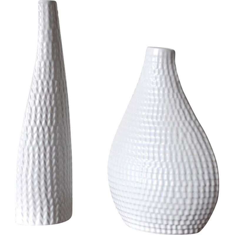 Pair of vintage ceramic vases Reptil by Stig Lindberg for Gustavsberg, Sweden 1953-1963