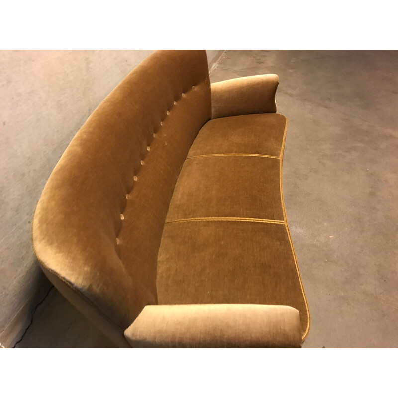 Danish vintage curved sofa, 1940s
