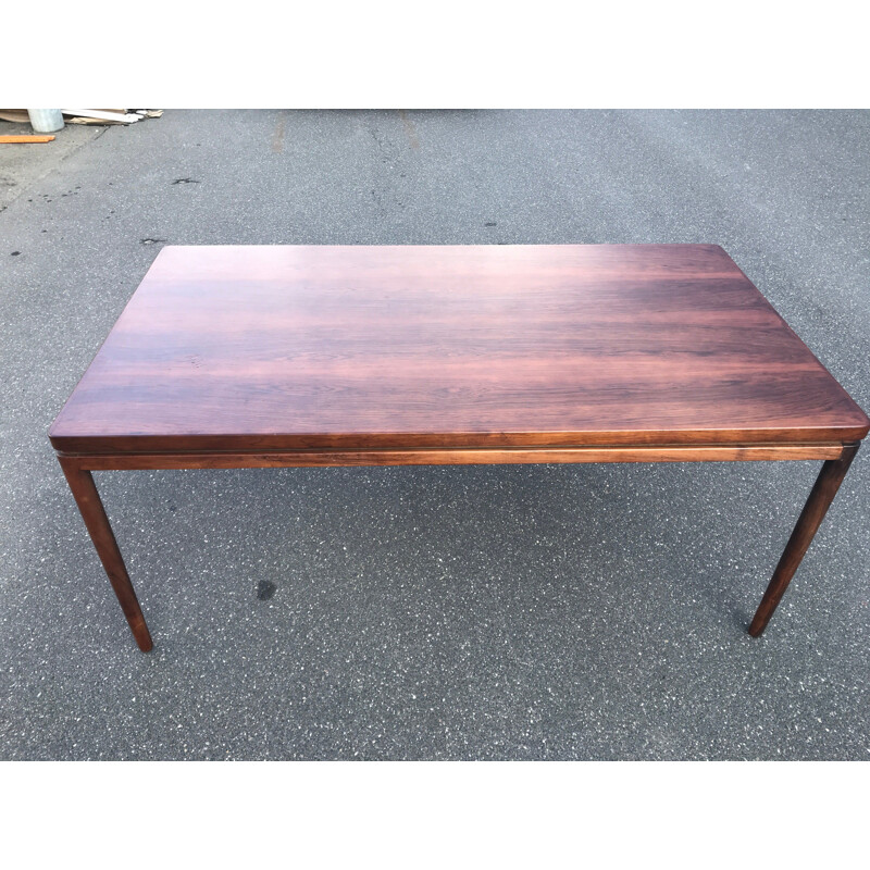 Danish vintage rosewood dining table with extension by Johannes Andersen for Christian Linneberg, 1960s